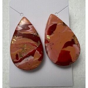Clay earrings / Statement earrings /Handmade colorful Earrings Lightweight Coral